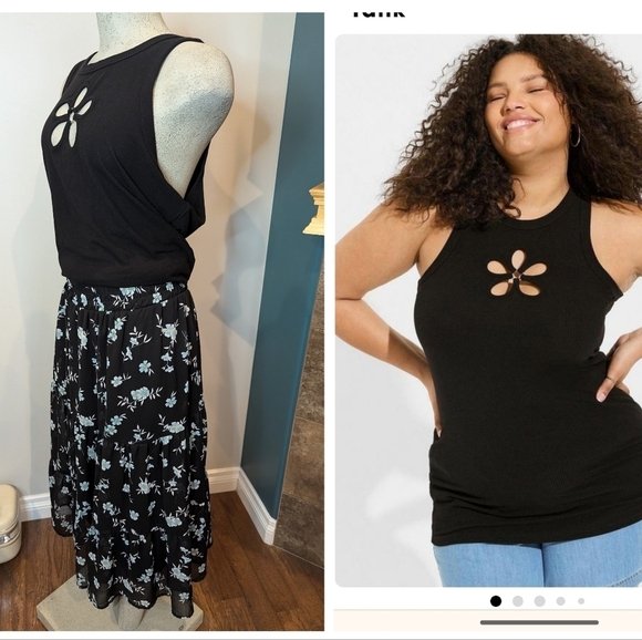 Torrid Super Soft Rib Flower O-Ring Tank Plus, size 4x NWT - Picture 3 of 11